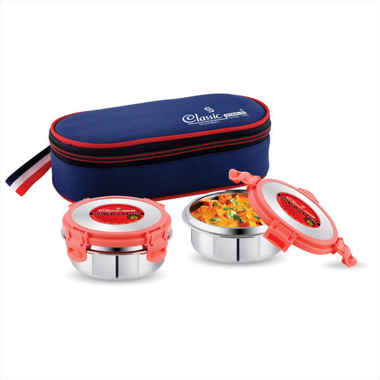 2 St.Steel Lunch Pack With Insulated Hot Foil Bag