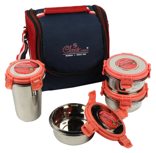 4 St.Steel Lunch Pack With Insulated Hot Foil Bag