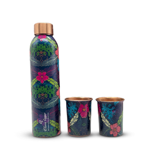 3D Textured Copper Bottle & Glass Gift Set
