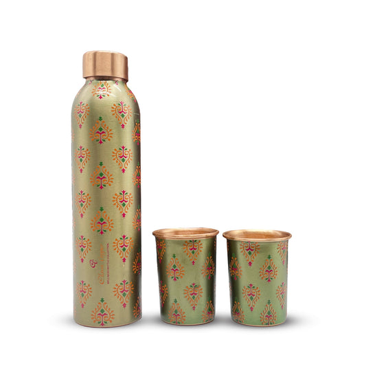 3D Textured Copper Bottle & Glass Gift Set