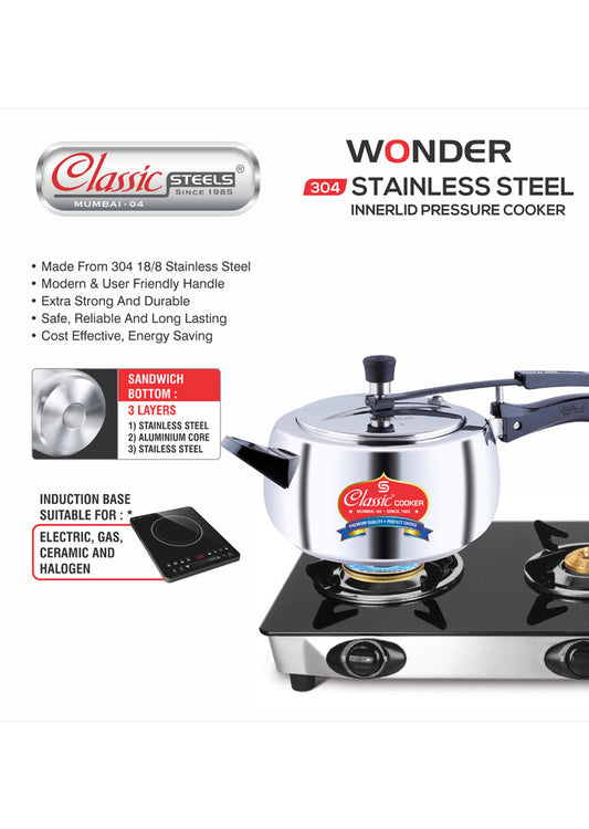 304 St Steel Wonder Induction Base Inner Lid Cooker