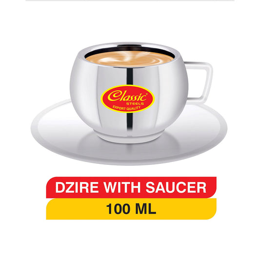 Exclusive Double Wall Dzire Mug With Saucer 100 ML (Pack Of 4 Pcs)